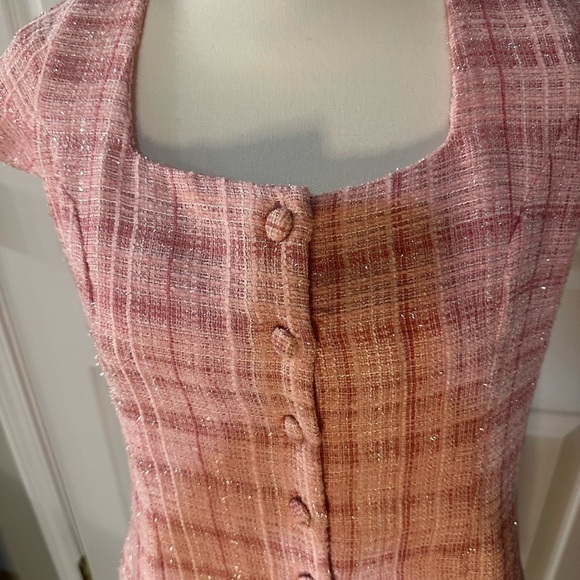 Scallop Trim Cotton Blend Tweed Minidress - Picture 3 of 7